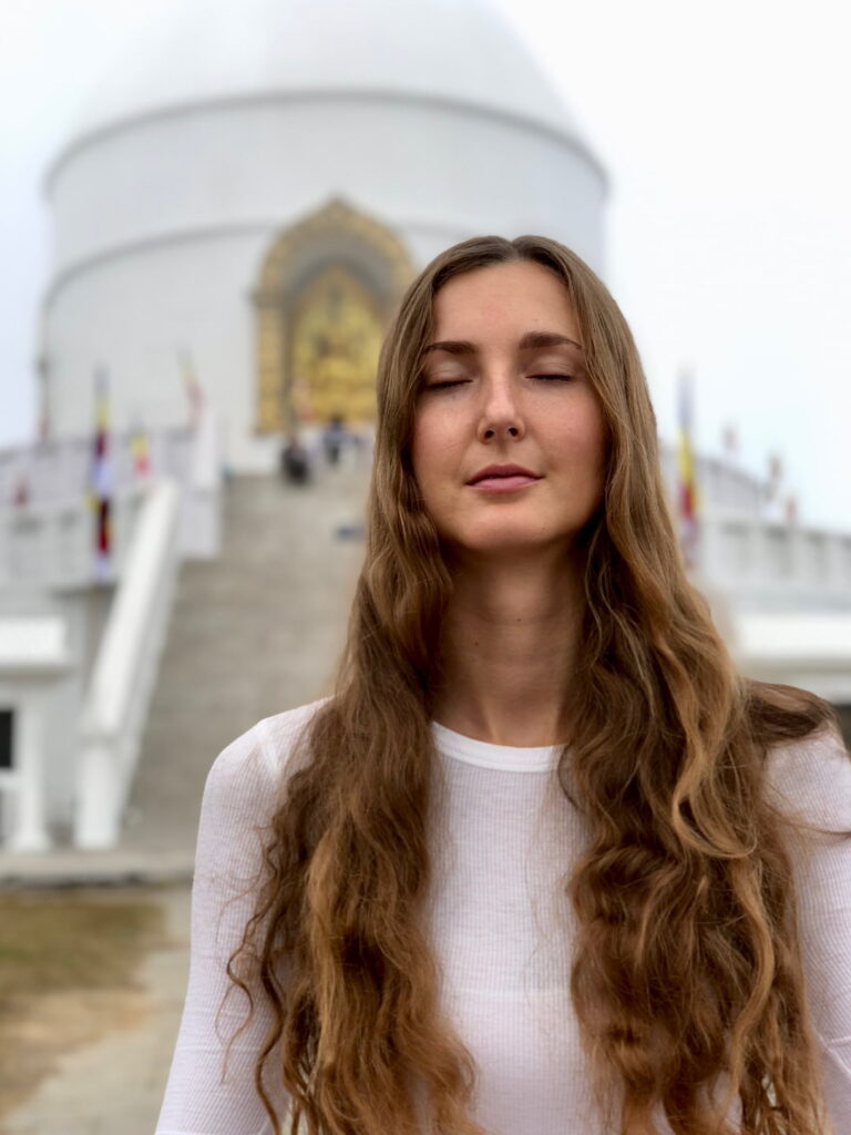 Morning practice with Meditation teacher training student