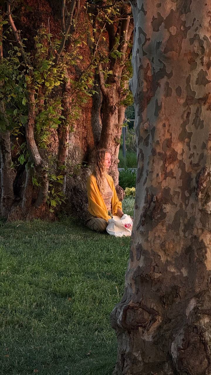 Silent Meditation Retreat India student sitting alone