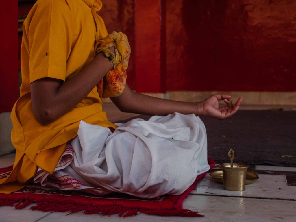 A Vedic student practicing teachings of veda in the ashram.